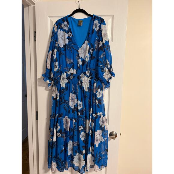 Taylor Blue Floral Maxi dress size 18W - Picture 1 of 7
